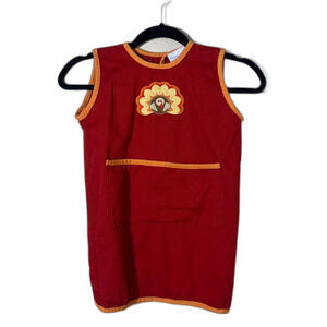 Williams Sonoma Kids Thanksgiving Turkey Smock Apron Red EUC